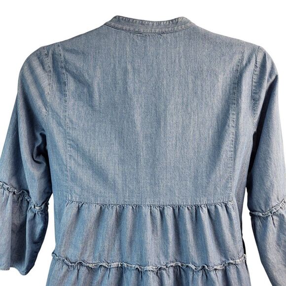 Peter Som Collective Size 14 Blue RTR Designer Tunic Dress Cotton Tiered Ruffles - Picture 11 of 16